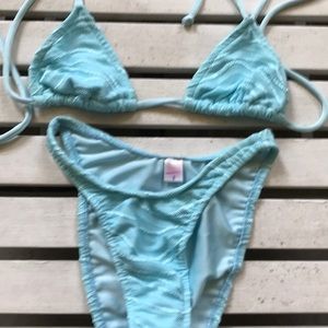 Two piece baby blue bathing suit